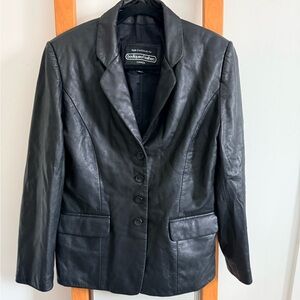 Womens Classic Black Blazer Leather Jacket